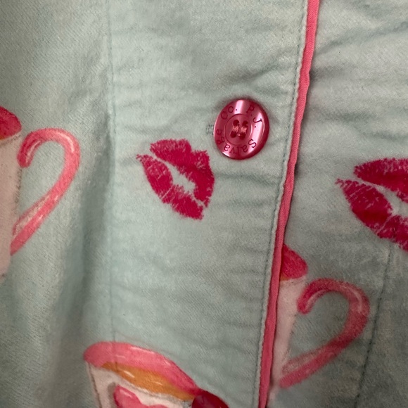 PJ Salvage Blue Pajama Top with Heart Mugs and Lips - Picture 3 of 7